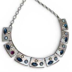 VTG Silver and Blue Gemstone Necklace